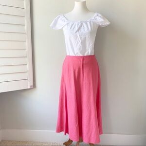 Talbots Pink Italian Linen Long A-Line Skirt Women's Size 8